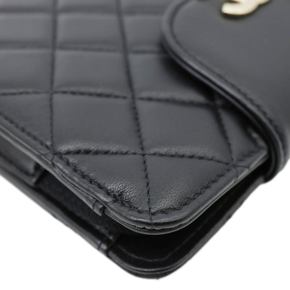 Chanel CC Quilted Lambskin Leather Pouch Wristlet Black - Picture 5 of 12